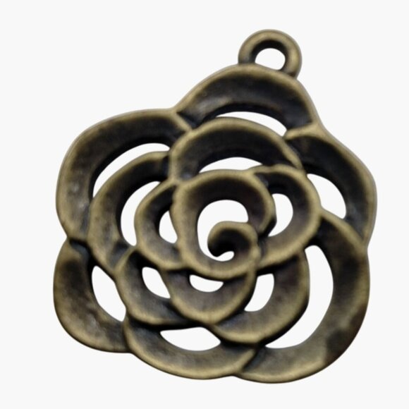 Antique Gold Rose Shaped Metal Charm Pendant Jewelry Making Crafts - Picture 1 of 3